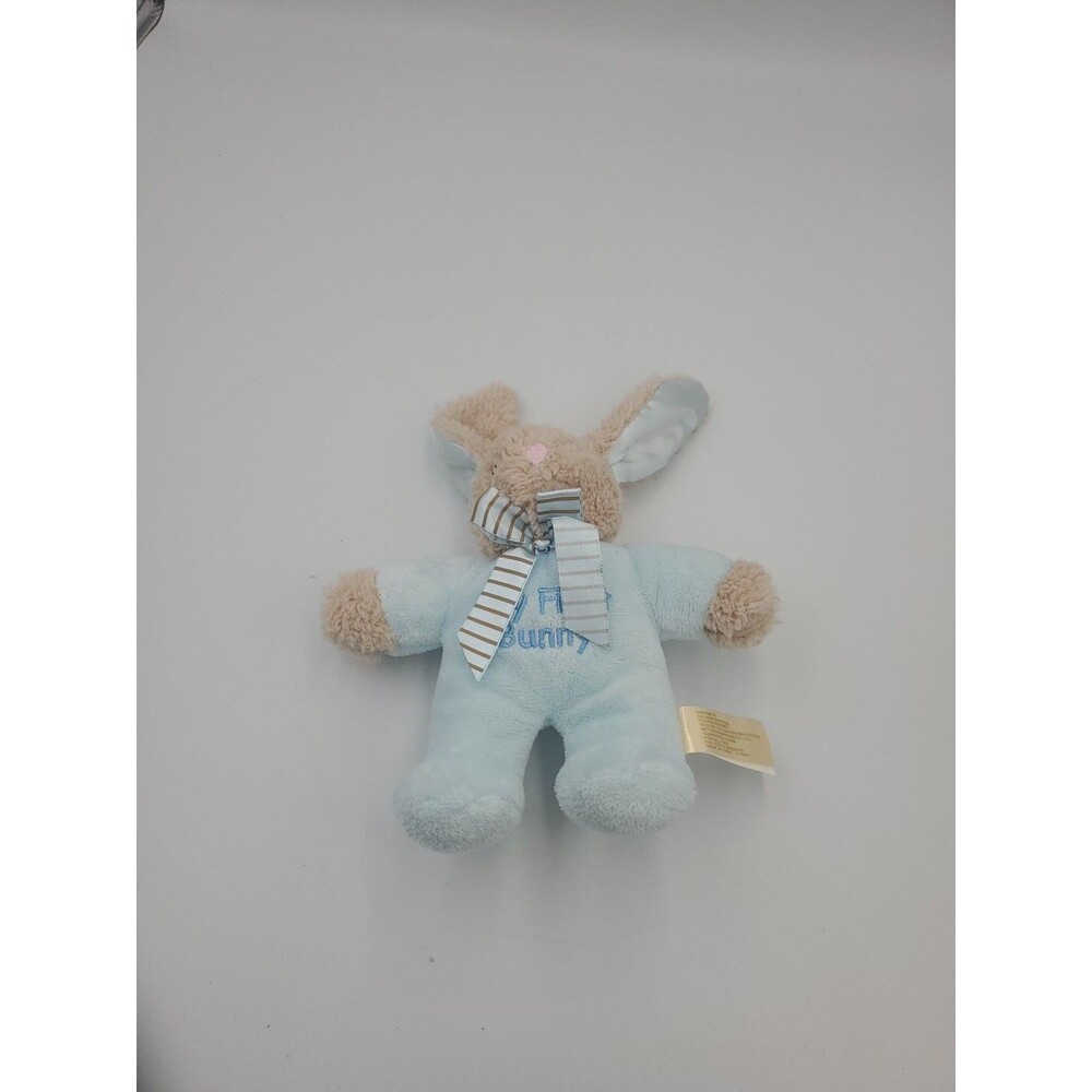 Dan Dee My First Bunny Rabbit Blue Tan Rattle Stuffed Animal Baby Toy Bow Plush